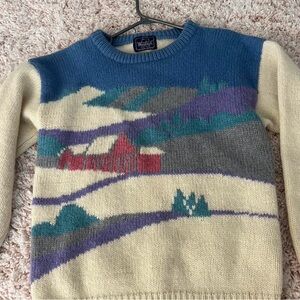 Woolrich Blue and Cream Sweater